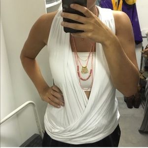 🍌Banana Republic White Surplice Open Tank Top Small🍌